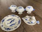Delfts Blauw Servies met Vissen, Antiek en Kunst, Ophalen of Verzenden