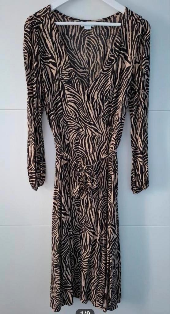 Leuke zwierige jurk Cotton Club maat L 40/42, Kleding | Dames, Jurken, Zo goed als nieuw, Maat 42/44 (L), Bruin, Onder de knie