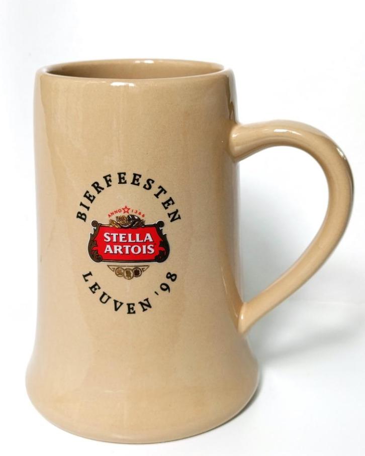 Bierpul Stella Artois Bierfeesten Leuven 1998 Gouden Hoorn, Verzamelen, Biermerken, Zo goed als nieuw, Pul(len), Stella Artois