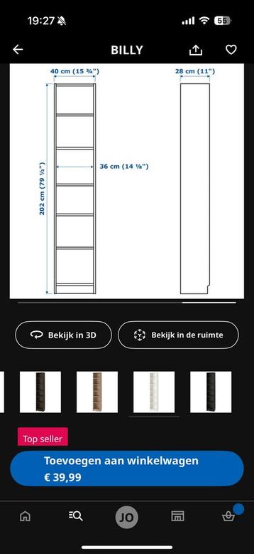 IKEA Billy Boekenkast Wit 40cm + Opzetstuk - afbeelding 2