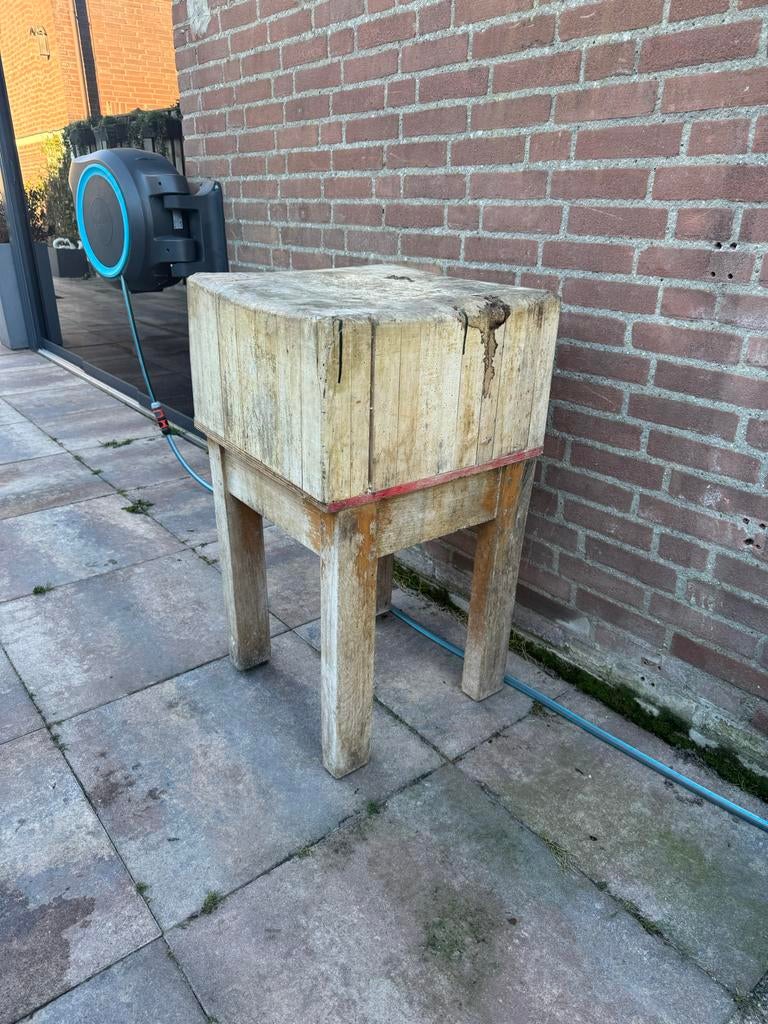 Authentiek Slagers Hakblok, Antiek en Kunst, Antiek | Meubels | Tafels, Ophalen of Verzenden