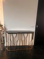 side table gold goud met marmeren blad, Huis en Inrichting, Ophalen, 100 tot 150 cm, Zo goed als nieuw, 25 tot 50 cm