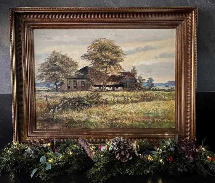 Schitterend schilderij in zware lijst, Antiek en Kunst, Kunst | Schilderijen | Klassiek, Ophalen of Verzenden