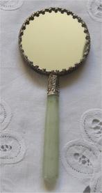 Vintage spiegeltje met jade handvat, Antiek en Kunst, Curiosa en Brocante, Ophalen of Verzenden
