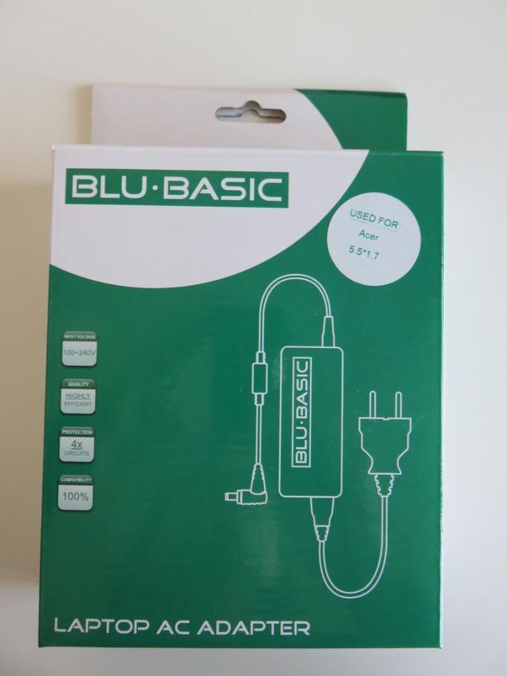 Blu Basic Laptop AC Adapter 65W 19V 3.42A, Computers en Software, Laptop-opladers, Zo goed als nieuw, Ophalen of Verzenden