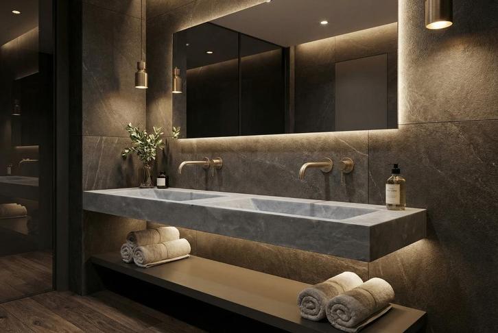 Marmer wastafel 140x51x9 2e kans, Doe-het-zelf en Verbouw, Sanitair, Nieuw, Wastafel, Steen, Ophalen