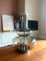 Vintage XL tafellamp van Doria Leuchten chroom met rookglas, Ophalen, Gebruikt, Glas, Minder dan 50 cm