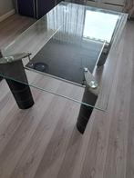 Eethoektafel met Geslepen Glas., Huis en Inrichting, 50 tot 100 cm, 150 tot 200 cm, Gebruikt, Rechthoekig