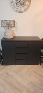 Zwarte Dressoir met lades en deuren, Huis en Inrichting, Ophalen, Overige materialen, Gebruikt, 100 tot 150 cm
