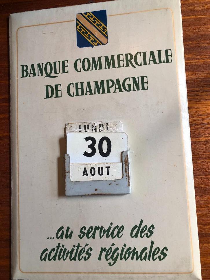 BANQUE COMMERCIALE DE CHAMPAGNE - A . GERRER 1958, Verzamelen, Merken en Reclamevoorwerpen, Gebruikt, Reclamebord, Ophalen of Verzenden
