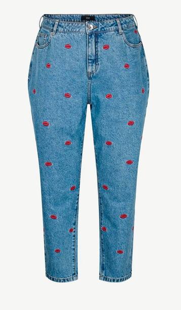 nieuwe dames broek met geborduurde lips maat 44 beschikbaar voor biedingen