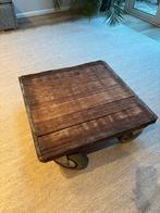 Steenschot Salontafel op Wielen - Industrieel, Ophalen, Gebruikt, 50 tot 100 cm, Vierkant