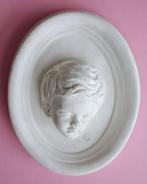 Vintage 60s 70s camee portret gezicht beeld beeldje gips wit, Ophalen, Zo goed als nieuw, Mens