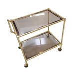 Vintage keukentrolley van messing en getint glas, Gebruikt, -, 55 tot 75 cm, Glas
