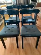 4 Zwarte Stoelen met Kussentjes, Huis en Inrichting, Stoelen, Ophalen, Gebruikt, Zwart, Vier