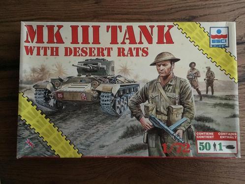 Esci MK III Tank 1/72 + Desert Rats, Hobby en Vrije tijd, Modelbouw | Auto's en Voertuigen, Zo goed als nieuw, Tank, 1:50 of kleiner
