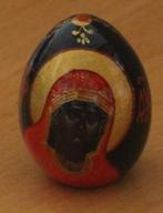 houten ei met icoon  5 cm  114267, Ophalen of Verzenden, Zo goed als nieuw, Overige typen, Christendom | Katholiek