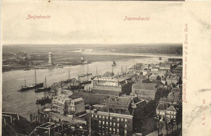 Zwijndrecht - Papendrecht - Panorama van de Groote Kerk - on, Verzamelen, Ansichtkaarten | Nederland, Ongelopen, Noord-Brabant