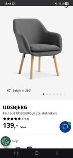 2 grijze fauteuils, Huis en Inrichting, Fauteuils, Ophalen, 75 tot 100 cm, Zo goed als nieuw, Stof