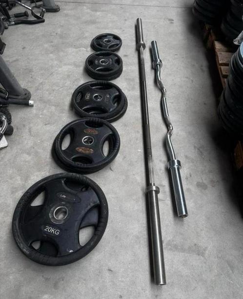 105kg Lifemaxx Gewichten ,Olympische Barbell 220cm , Ezstang, Sport en Fitness, Fitnessmaterialen, Gebruikt, Halterschijven, Ophalen