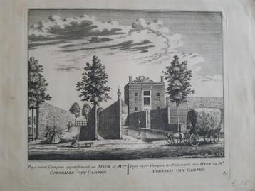 43 Oegstgeest Huis van Cornelis van Campen Kopergravure beschikbaar voor biedingen