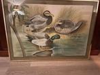 Schilderij eenden op zijdedoek, Antiek en Kunst, Kunst | Schilderijen | Klassiek, Ophalen