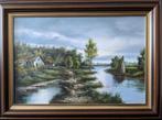 Klassiek schilderij van A Plasman met mooie lijst 83 x 113cm, Ophalen