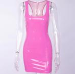 Roze leren jurk wetlook jurkje leer korte mini dames vrouwen, Verzenden, Nieuw, Roze, Boven de knie
