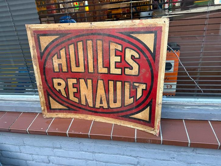 Vintage Huiles Renault Reclamebord, Verzamelen, Merken en Reclamevoorwerpen, Gebruikt, Reclamebord, Ophalen