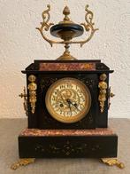 Antieke Pendule met Bronzen Ornamenten en Marmer, Antiek en Kunst, Antiek | Klokken, Ophalen