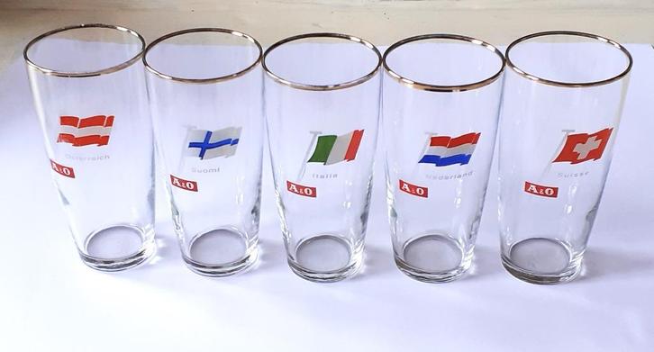 5 vintage A & O longdrink/limonade (landen) glazen, Antiek en Kunst, Curiosa en Brocante, Ophalen