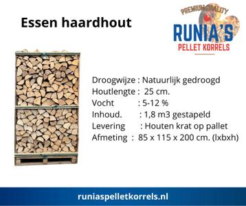 Haardhout Essen 1,8 m3 gest.  - blok 25 cm. natuurlijk gedr  beschikbaar voor biedingen