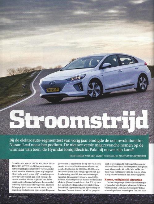 Autovisie test Hyundai Ioniq versus Nissan Leaf 2018, Boeken, Auto's | Folders en Tijdschriften, Gelezen, Ophalen of Verzenden