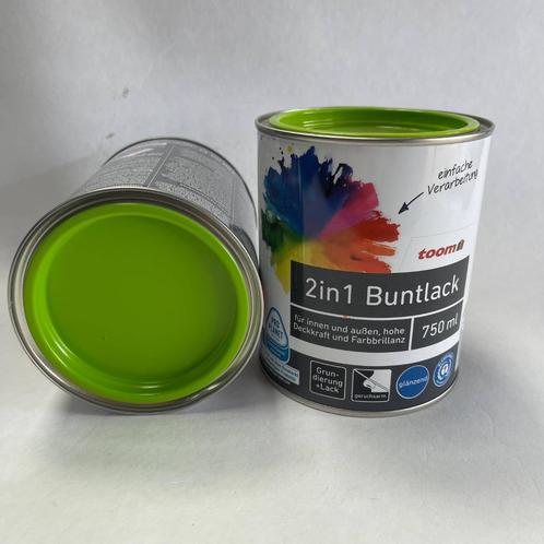 Toom 2 in 1 Lak Verf Binnen Buiten Glans Licht Groen 750ml, Doe-het-zelf en Verbouw, Verf, Beits en Lak, Nieuw, Lak, Minder dan 5 liter