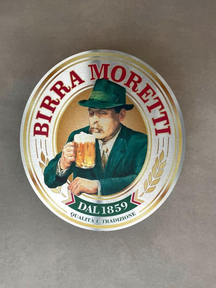Reclamebord Birra Moretti logo 40x45cm aluminium, Verzamelen, Biermerken, Nieuw, Reclamebord, Plaat of Schild, Overige merken