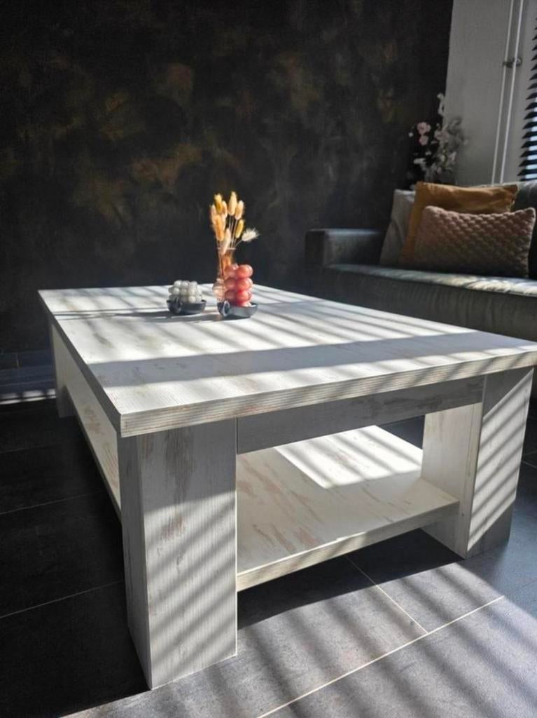White wash salontafel, Huis en Inrichting, Tafels | Salontafels, 100 tot 150 cm, Grenenhout, Minder dan 50 cm, Rechthoekig