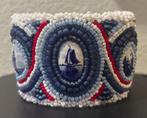 Armband op metalen spang hollands hand geborduurd, Verzenden, Nieuw, Blauw, Overige materialen