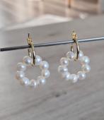 Gold plated oorbellen Parel, Hangers, Nieuw, Ophalen of Verzenden, Goud