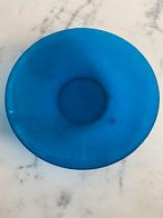 Glazen ronde schaal blauw 35/7cm, Glas, Schaal, Rond, Ophalen of Verzenden