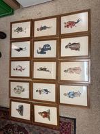 Set van 14 Pentekeningen in Lijst, Antiek en Kunst, Kunst | Etsen en Gravures, Ophalen