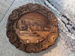 Vintage gesneden houten muurplaat plaquette, Antiek en Kunst, Antiek | Wandborden en Tegels, Ophalen of Verzenden