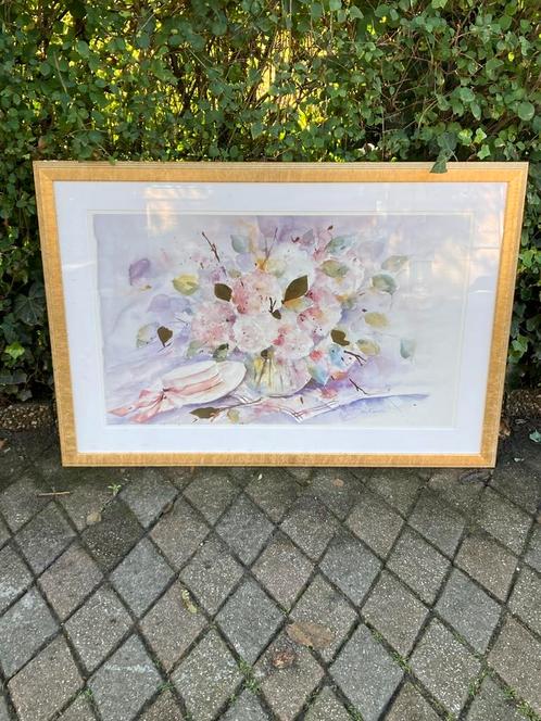 Klassiek Schilderij Gesigneerd - 75x108 cm - Bloemenstilleve, Antiek en Kunst, Curiosa en Brocante, Ophalen