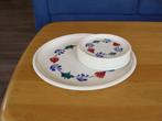 BOERENBONT SERVIES 1 GEBAKSCHAAL+6 GEBAKSCHOTELS BOCH, Overige typen, Ophalen of Verzenden, Zo goed als nieuw, Aardewerk