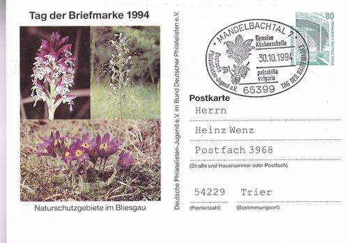 Duitsland – Postkarte – Tag der Briefmarke 1994 – Naturschut, Postzegels en Munten, Brieven en Enveloppen | Buitenland, Briefkaart