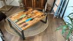 Mooie Salontafel, staal en hout, Huis en Inrichting, Tafels | Bijzettafels, Ophalen of Verzenden, Zo goed als nieuw, 75 cm of meer