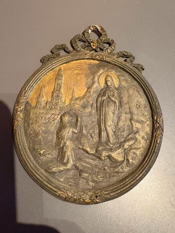 religieuze plaquette/medaille , basiliek van Lourdes, antiek beschikbaar voor biedingen