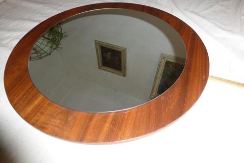 RONDE SPIEGEL,fifties,sixties,deens design,teak,vintage, Huis en Inrichting, Woonaccessoires | Spiegels, Gebruikt, 50 tot 75 cm