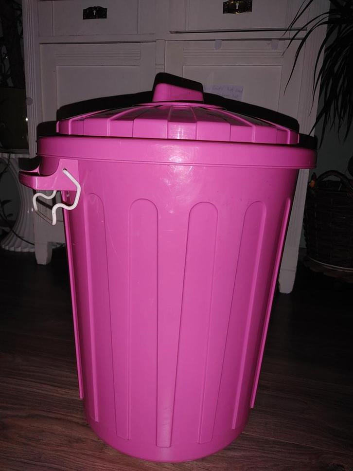 Grote roze opbergbox luchtdicht bewaren ton XL, Huis en Inrichting, Woonaccessoires | Schalen en Manden, Gebruikt, Rond, Kunststof