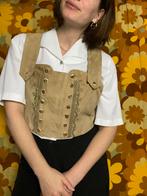 Vintage corset/waistcoat - beige -leer - Oktoberfest  XL/42, Kleding | Dames, Overige Dameskleding, Gedragen, Vintage, Ophalen of Verzenden