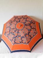 Vintage paraplu met oranje - witte - blauwe bloemen, Automat, Verzamelen, Retro, Ophalen of Verzenden, Overige typen